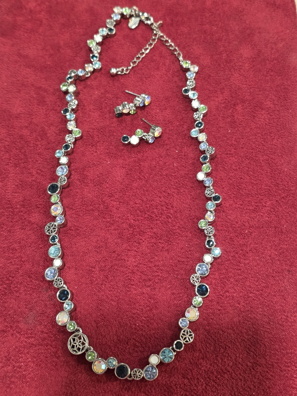 Lia Sophia Multicolor Crystal 'Happy Hour' Necklace with Matching Studs